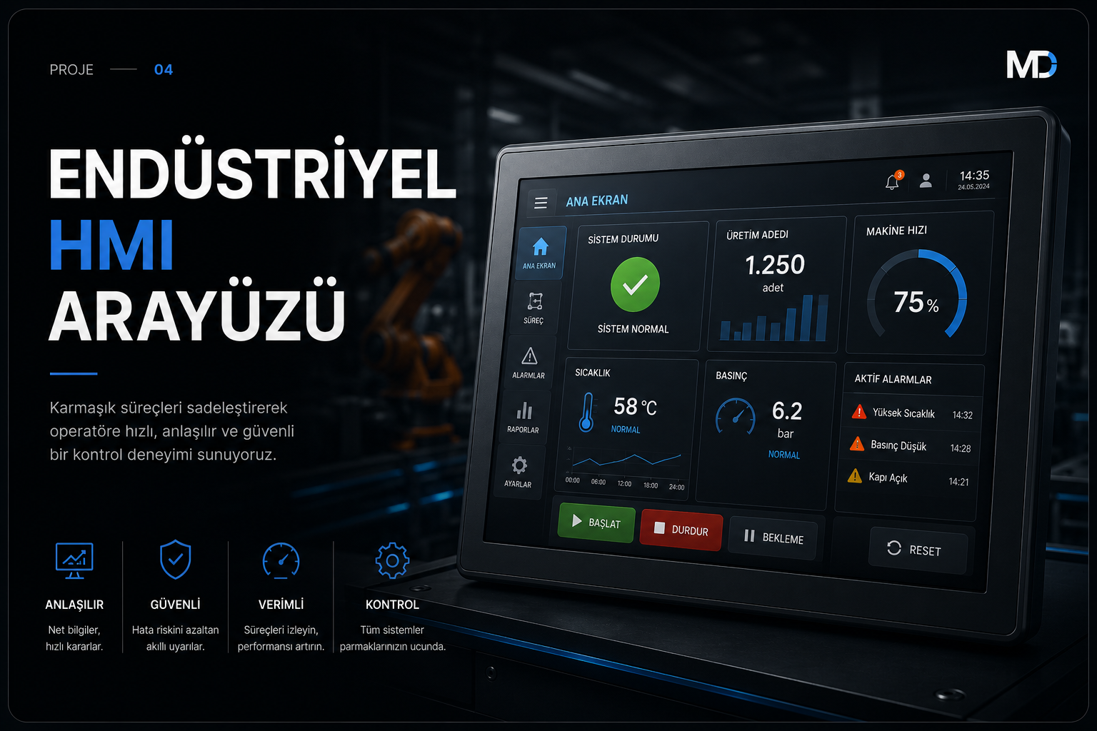 Endüstriyel HMI Arayüzü